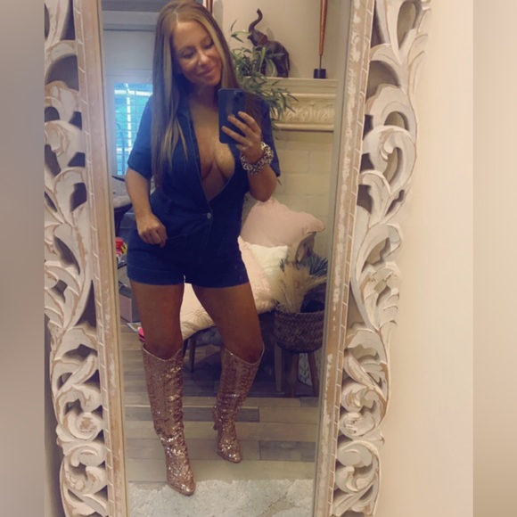 Knee High Rose Gold Sequin Boots - Picture 6 of 6